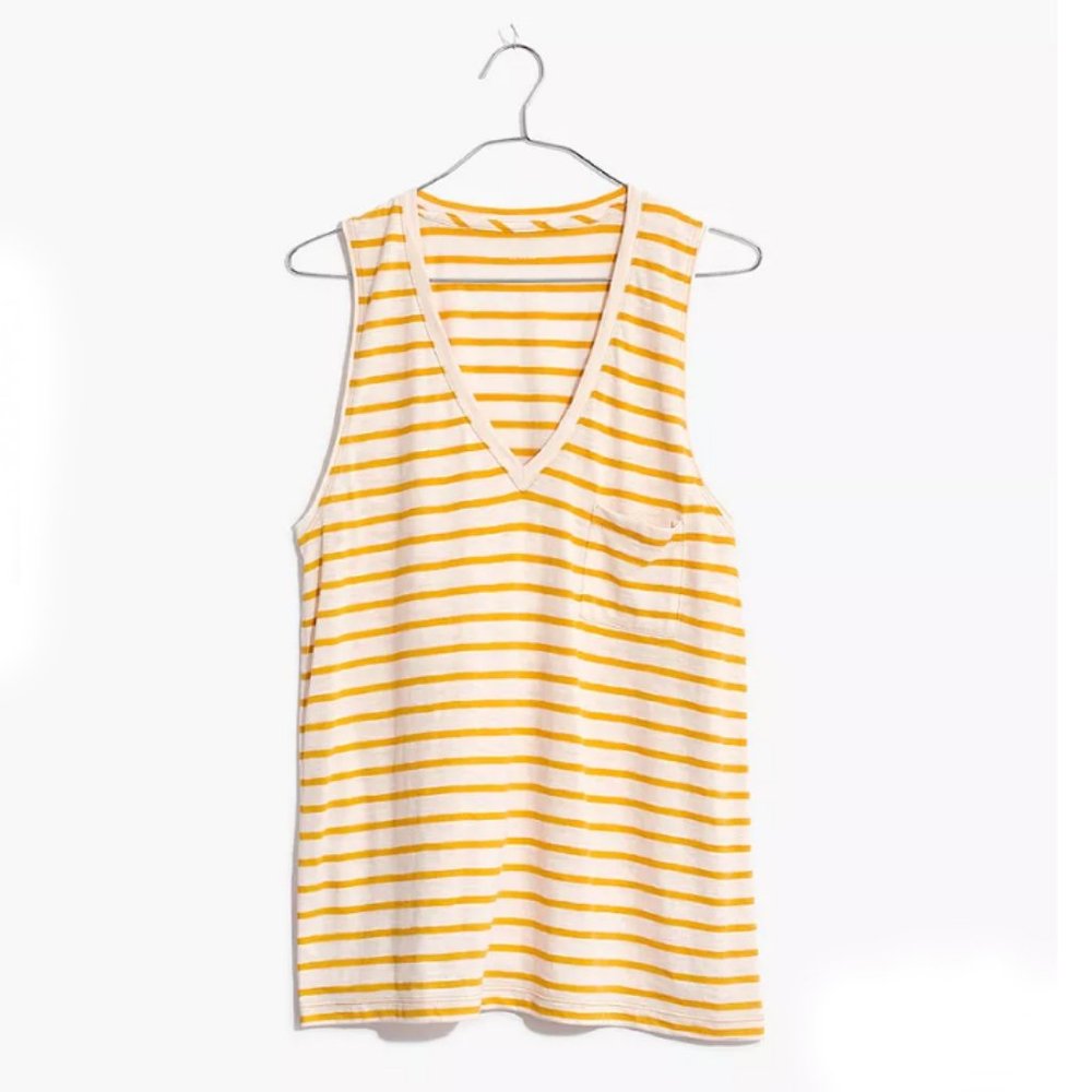 Madewell Whisper Cotton V Neck Pocket Tank